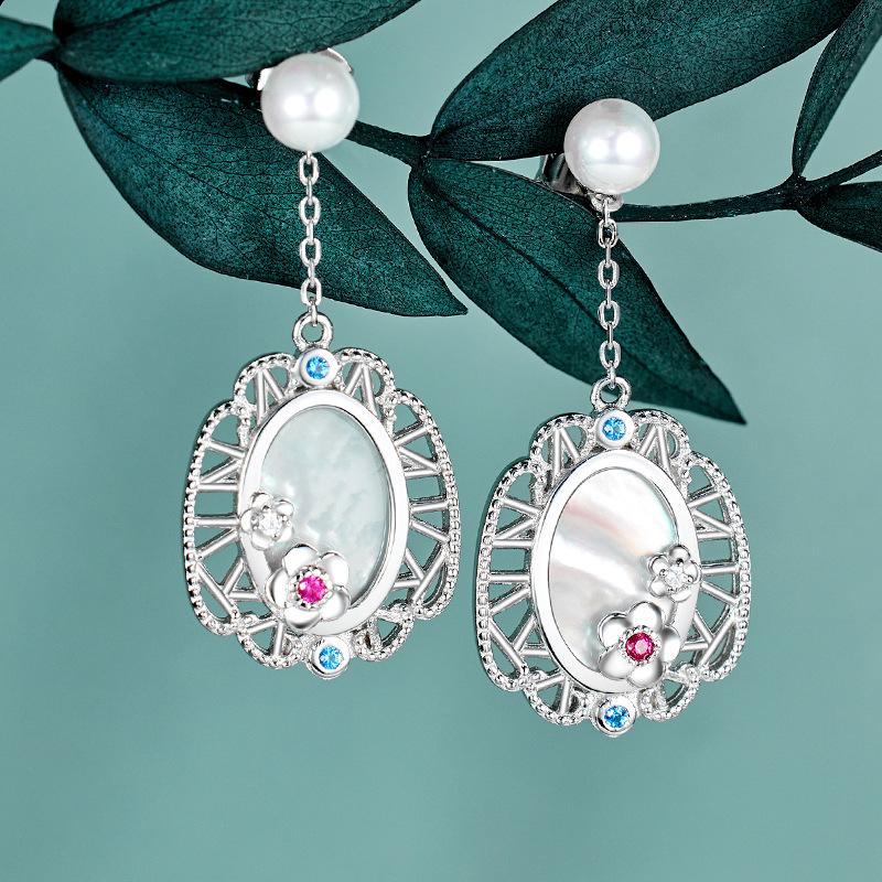 S925 sterling silver Chinese style earrings women's versatile earrings high-end jewelry