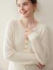 Autumn/Winter Round Neck Single-Breasted Loose Slimming Cashmere Wool Women's Cardigan