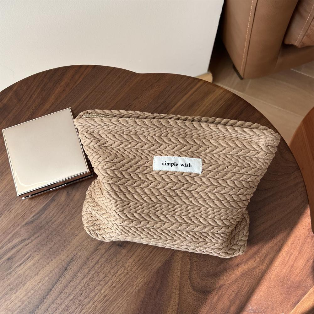 

Women Travel Toiletry Bag Organizer Makeup Case Beauty Case Elegant Fashion Korean Canvas Clutch Cosmetic Pouch Case коричневий
