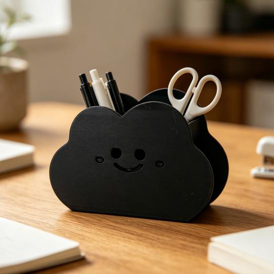 Storage Box Cloud Shape Waterproof Desktop Organizer with Rounded Edges Cute Macaron Colors Holder for Pens Makeup Brushes