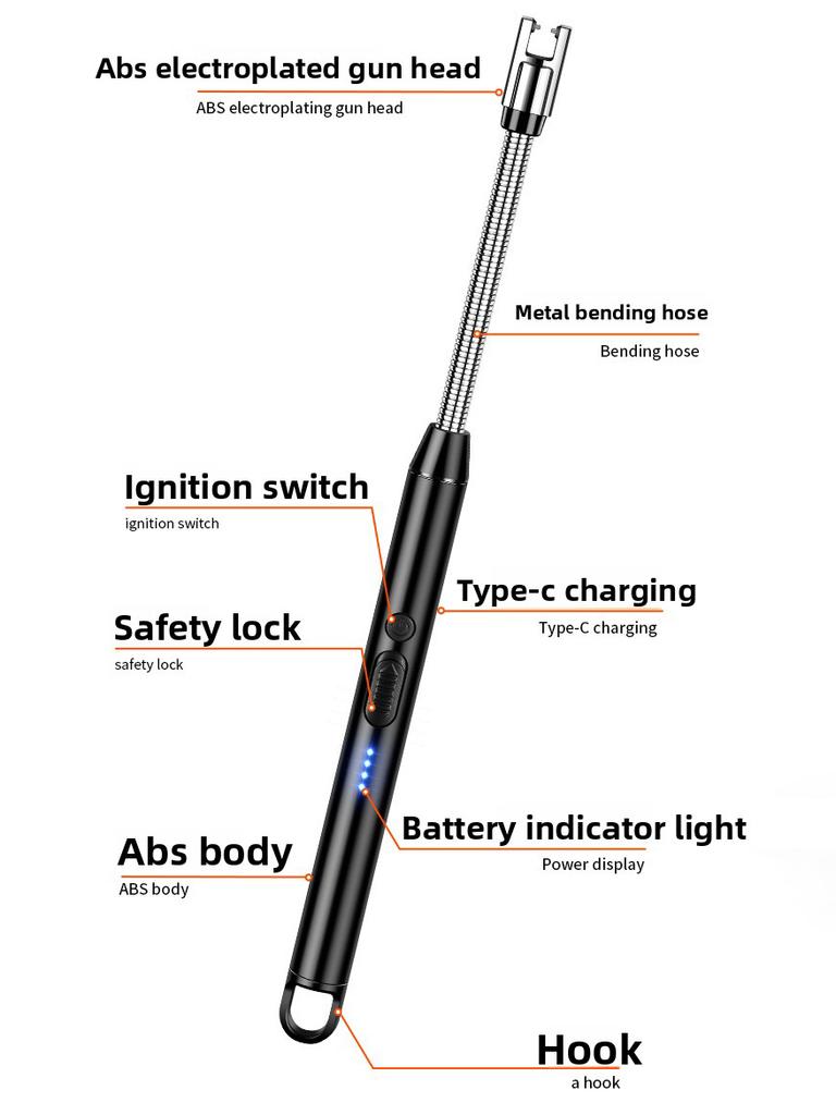 Type-C Interface Kitchen Igniter Lighter Windproof Arc Pulse Ignition Gun Ignition Rod