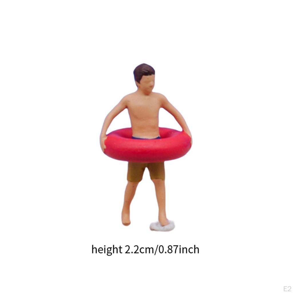 1/64 Diorama Figure Hand Painted Miniature Beach Surfing Scene Resin Figurines for Photo Props DIY