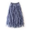 Manufacturer, Elastic Waist Fashionable Versatile and Thin Mesh Stitching Irregular Medium and Long Skirt