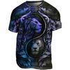 Summer 3D Printed Short Sleeved Street Style Plus Size Top, Fashionable Casual Wear, Men's Lion Sportswear