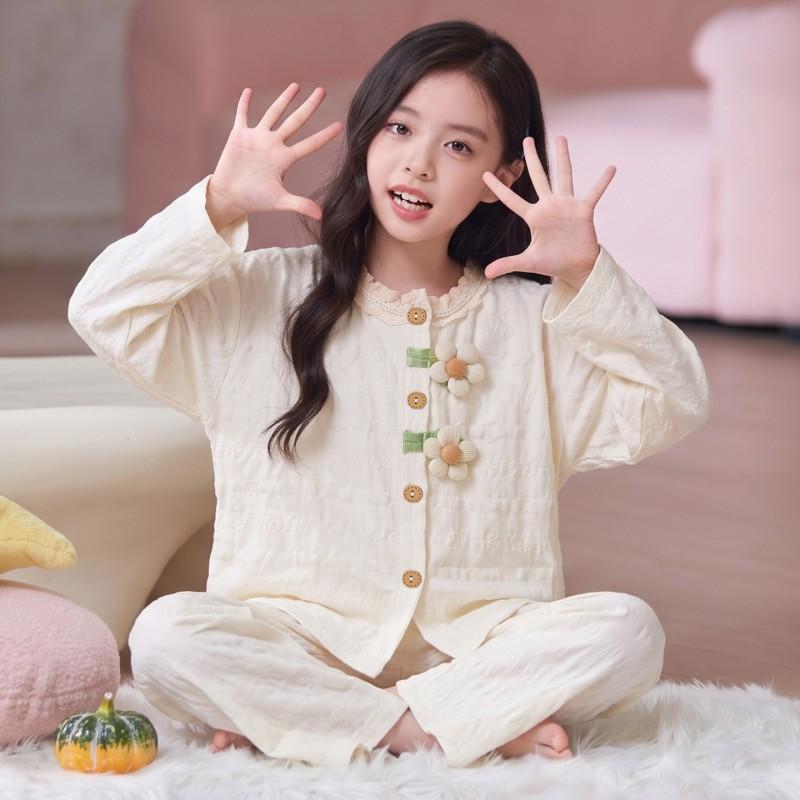 Girls Pajama Set Long Sleeve Cloud Cotton Cartoon Print Sleepwear Ages 8 Kids Home Wear