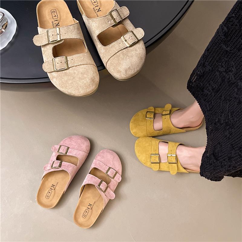 Women's spring thick-bottomed Boken baotou half slippers, wearing soft-bottomed lazy ugly cute cool slippers