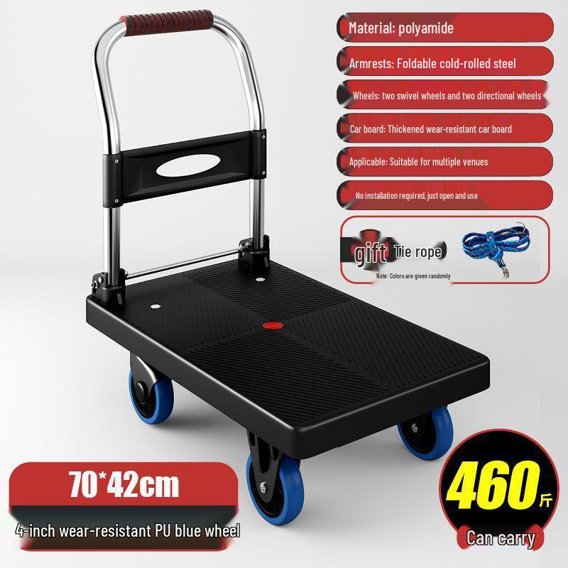 Compact Folding Flatbed Trolley: Silent, Lightweight, Multi-Functional Hand Truck for Pulling and Pushing Goods