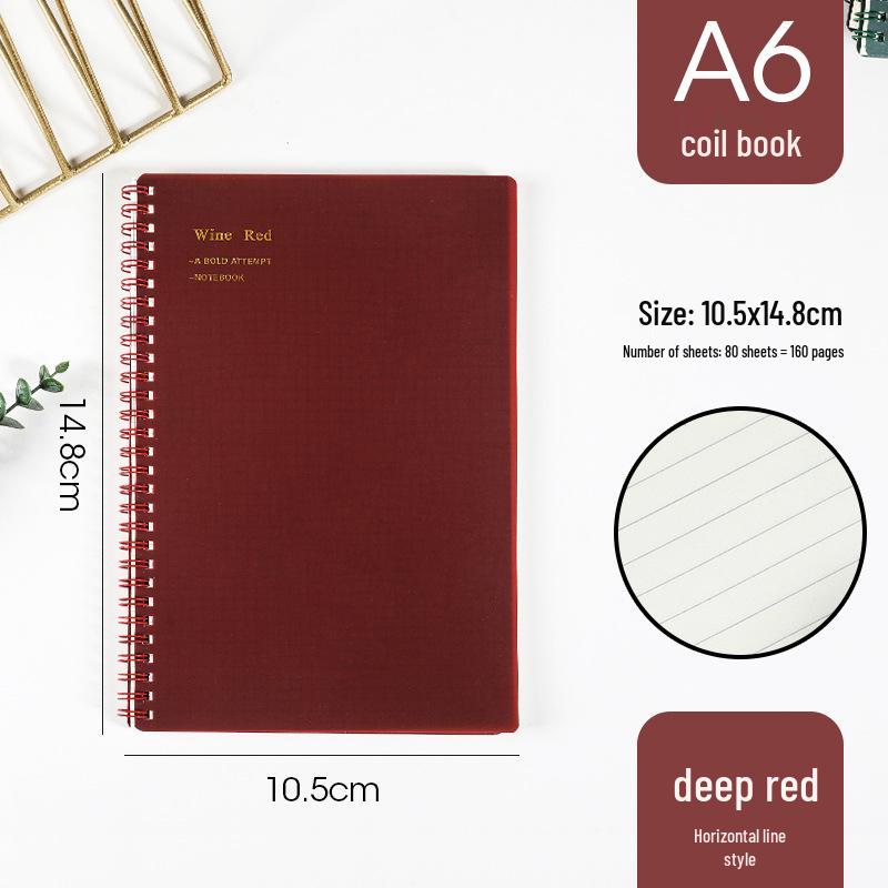 Morandi Coil Notebook with Frosted PP Cover and Horizontal Line Grid for Students