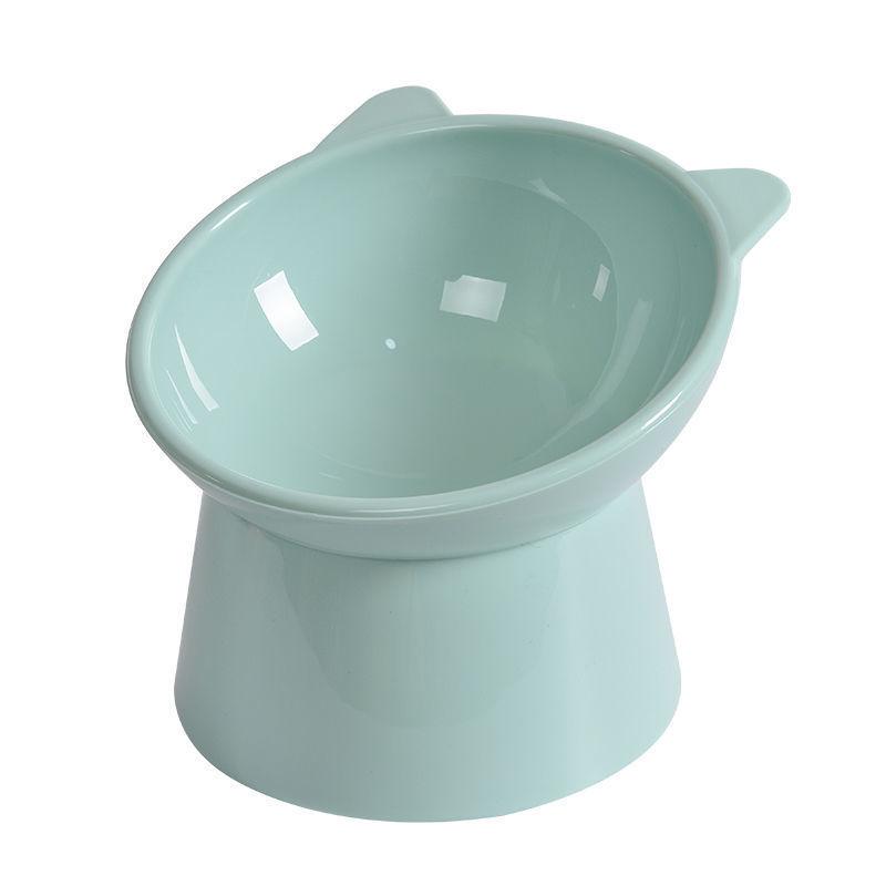 High-Foot Cat Bowl: Non-Slip, Anti-Tip, Slanted Design for Pet Neck Protection.