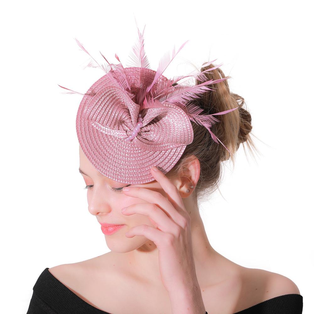European And American Feather Headgear Popular Bridal Hair Accessories Banquet Photo Top Hat Pp Imitation Hemp Headgear