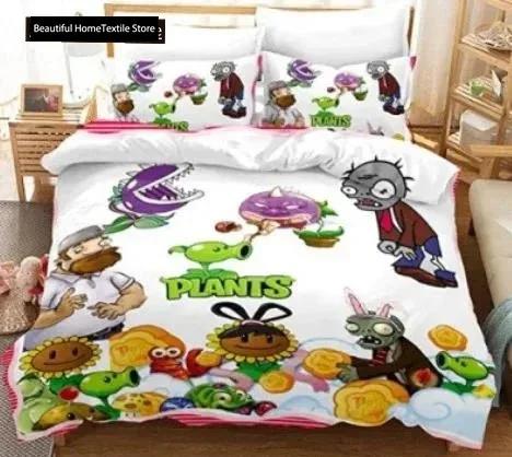 Plants Vs Bedding Sets Zombie Comfortable Duvet Quilt Cover Pillowcase Bedding Set Children Bedroom Decoration Home Textile