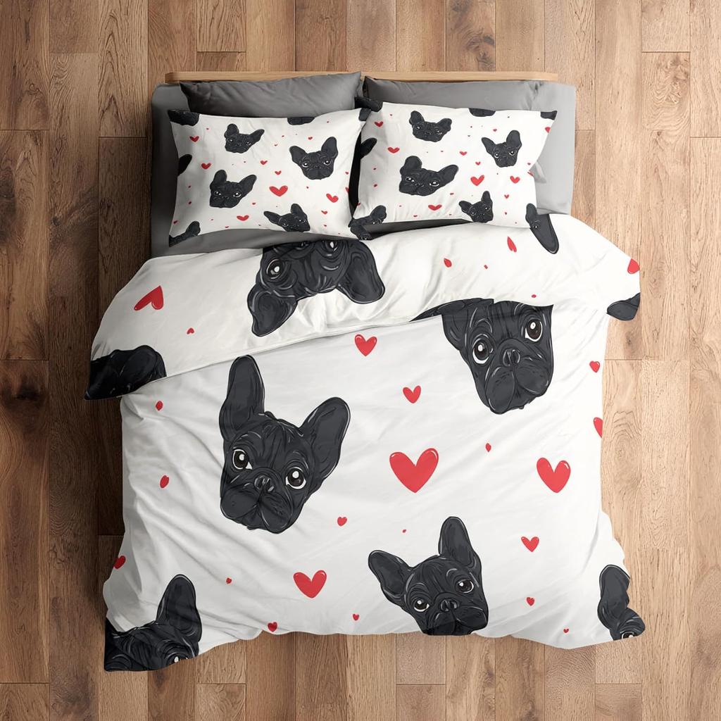 Dog French Bulldog Duvet Cover,Funny Microfiber New Two-Piece Set Of Various Patterns Custom Quilt Cover And Pillowcases 75*50Cm