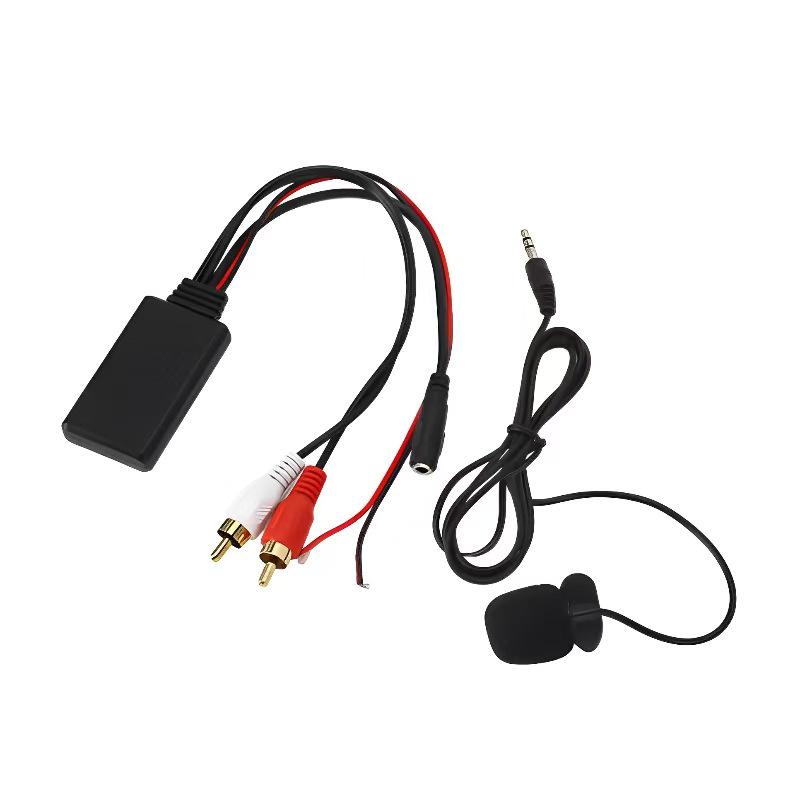 Bluetooth AUX Audio Cable with 2RCA Lotus Male Connectors + MIC for Car