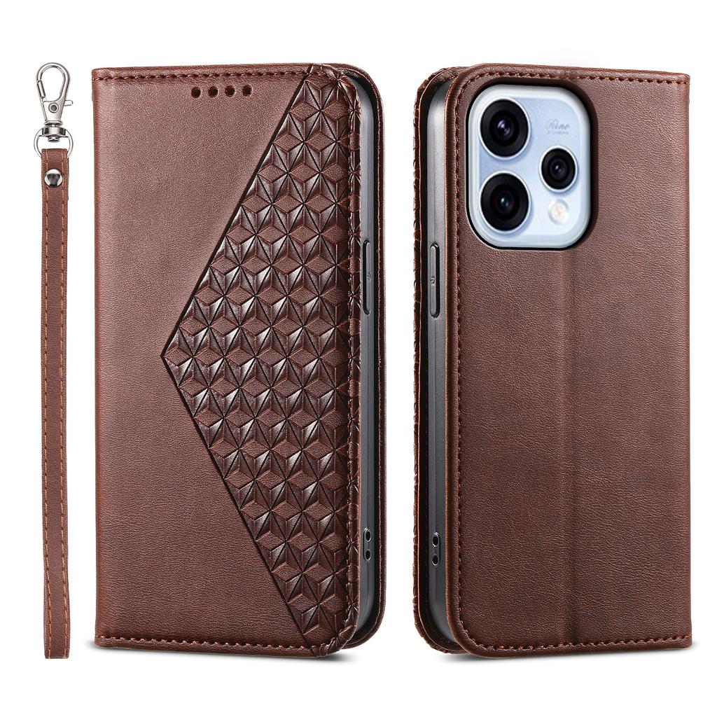 Dla Oppo Reno15 5G (Światowy) / Reno15c 5G (Chiny) Etui Portfelowe z PU Skóry Cielęcej Teksturowanej z Paskiem na Nadgarstek