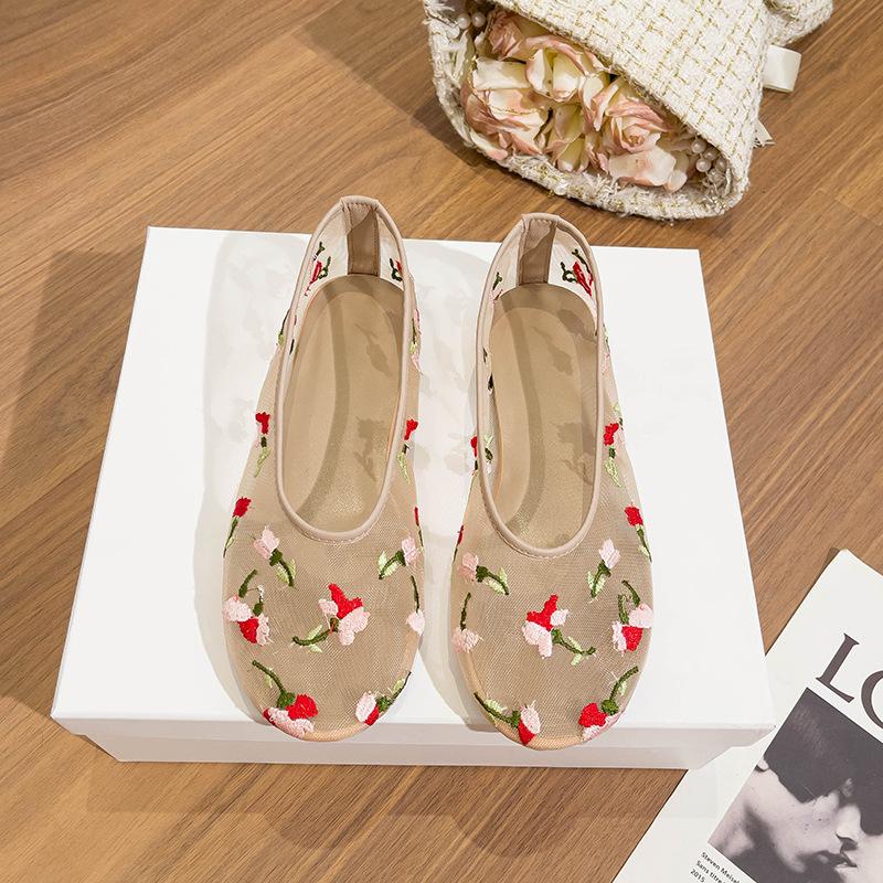 

Вишивка Квітка Сітка Балетки Взуття Жіноче Літнє Дихаюче Прозоре Повсякденні Лофери Круглий Носок Жіноче Взуття 40