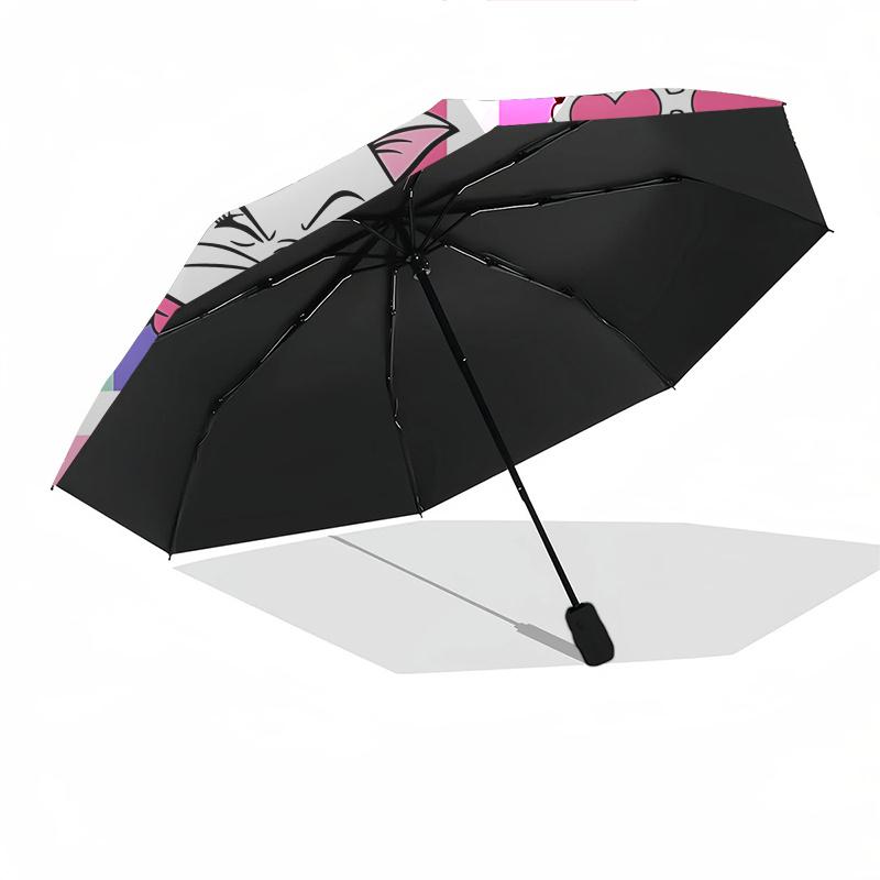 Aristocats, Marie Automatic Opening and Closing Umbrella - 8 Ribs Portable Folding Umbrella with Plastic Handle, Suitable for Leisure and Ha