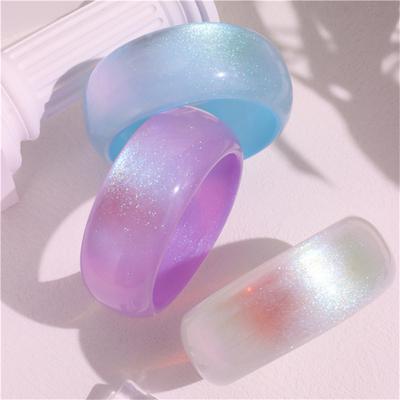 Round Jelly Colored Shiny New Powder Acrylic Bangle Exquisite Bracelet Simple Geometry Beautiful Wide Face Resin Trend Bracelet