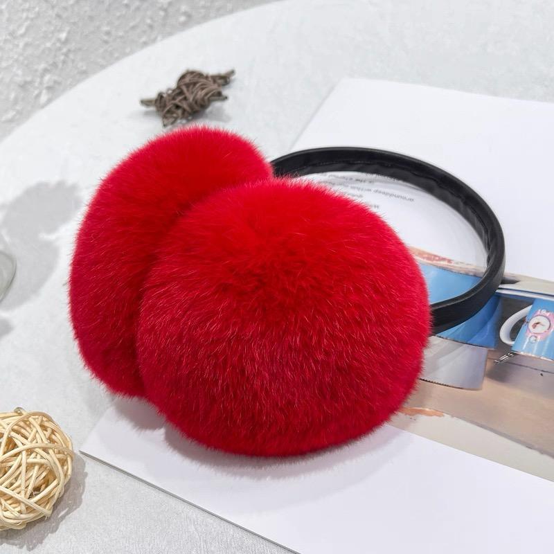 Women's Winter Plush Oversized Ear Muffs Heat-Transfer Printed New Popular Cute Rabbit Fur for Girls Warm and Stylish