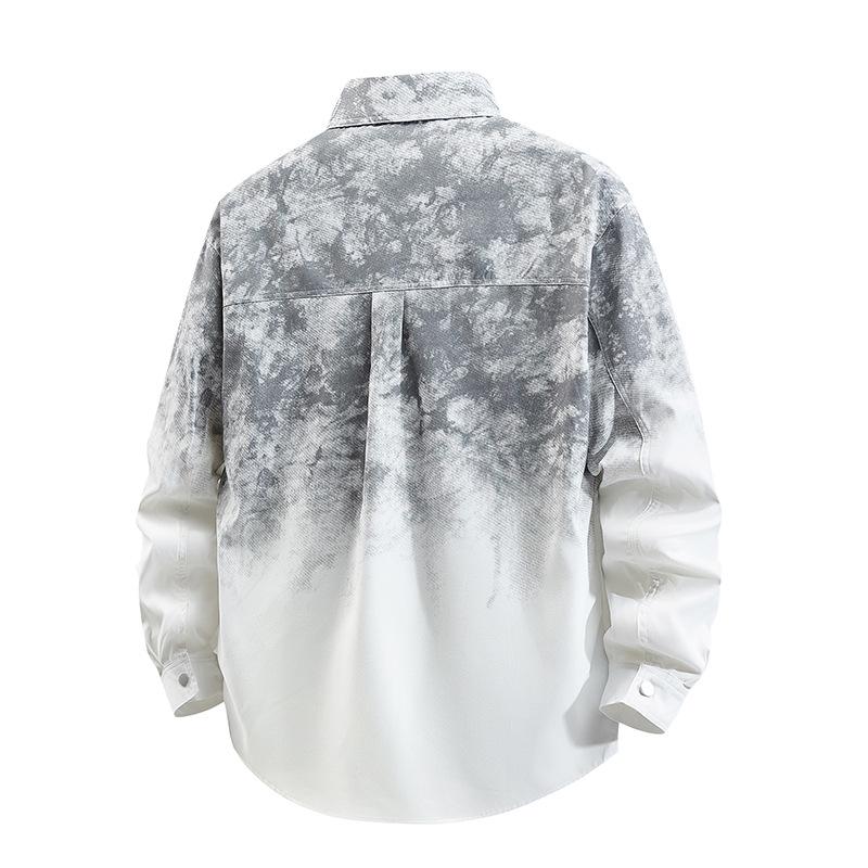 2025 Men's Loose Gradient Tie-Dye Long Sleeve Jacket, Plus Size Fashion Casual Coat