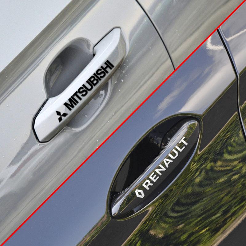 4PCS Car Styling Door Handle Reflective Stickers Vinyl Decoration For Mitsubishi Outlander Pajero ASX Car Rear Trunk Protector