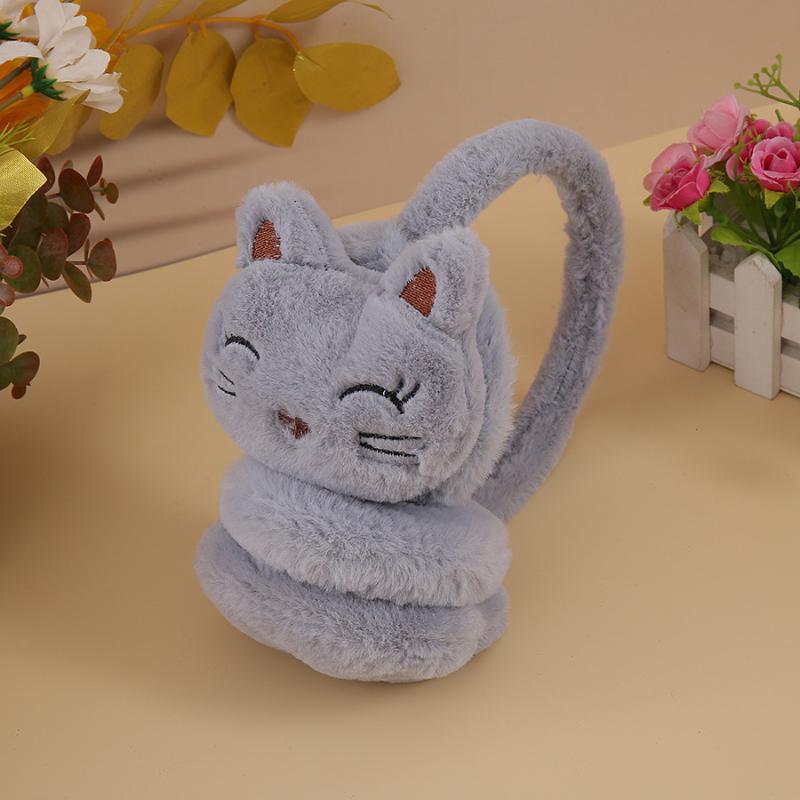 Korean Version Autumn And Winter Plush Warm Earmuffs, Plush Cute Cartoon Cat Earmuffs Protect Ears From Cold