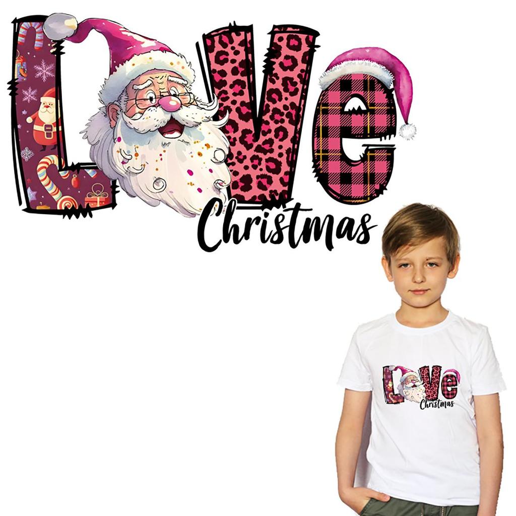 Love Christmas Iron-On Transfer Diy Accessory Washable Clothes Appliqued Heat-Adhesive Transfer Arts Crafts Ironing Sticker