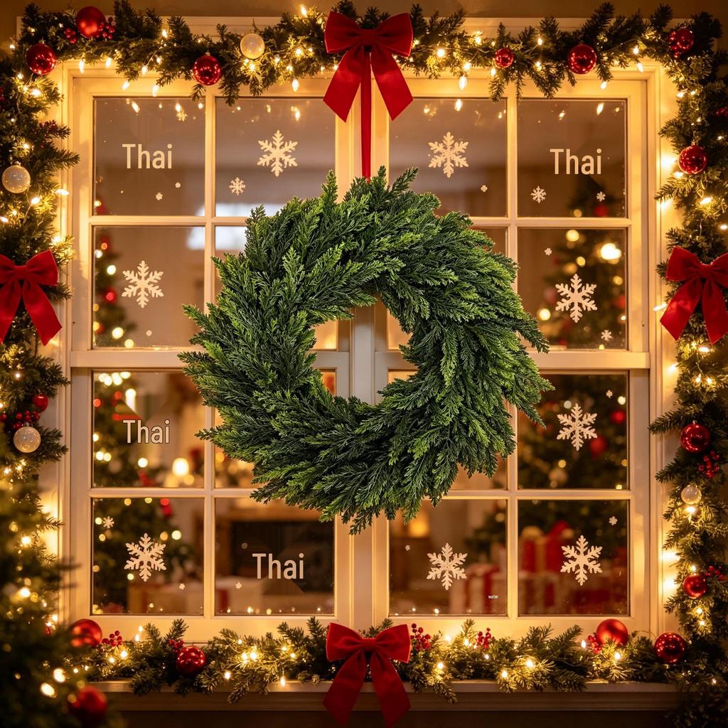 Hot Selling Faux Cedar Christmas Wreath with Pine Needles - Greenery Decoration In Stock