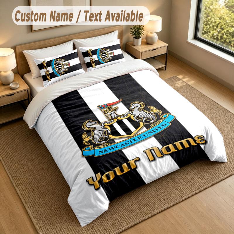 Bedding Set 1 Duvet Cover 2 Pillowcases Newcastle United FC Print Soft Bed Linen Bedroom Decor