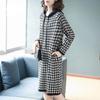 Plus Size Houndstooth Autumn Dress with Mid-Length Skirt