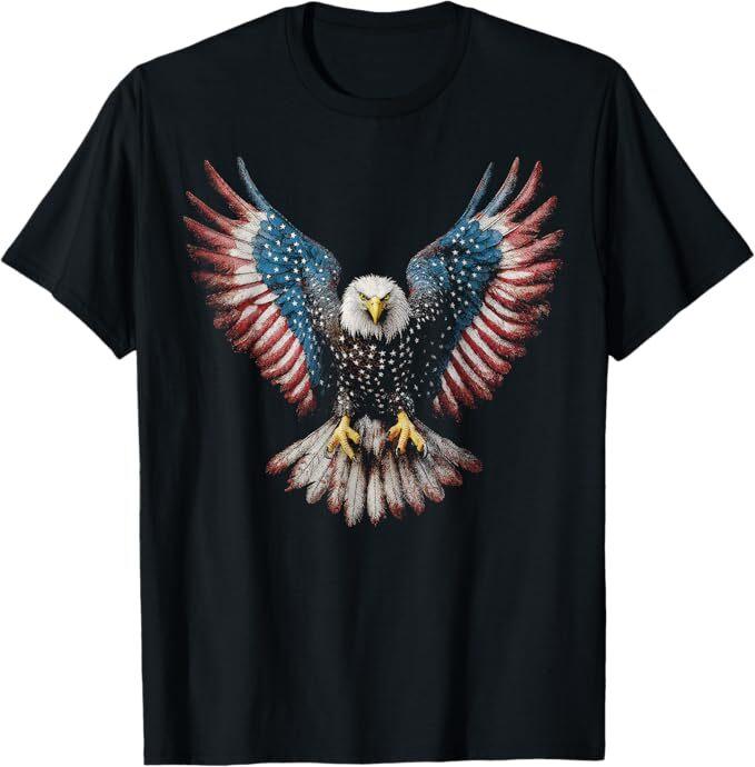 American Flag Bald Eagle 4th of July USA Patriotic Men Women T-Shirt