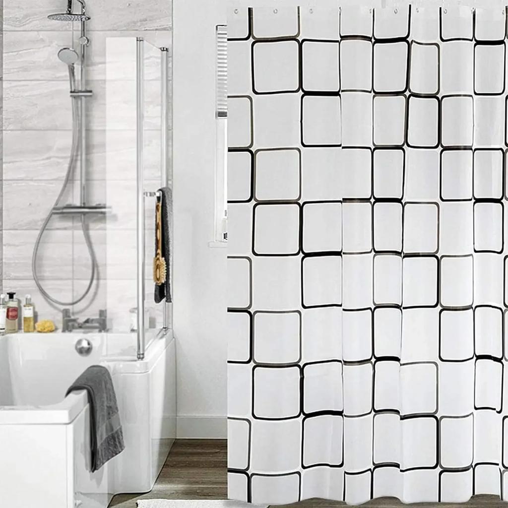 1pcs  Semi Sheer Lightweight Bath Print Shower Curtain Ptinted Leaf Shower Curtain Liner Water Repellent Bathroom Curtains