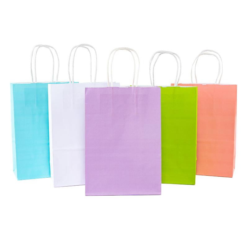 StoBag, Colorful Kraft Paper Gift Bag, Solid Color, for packing Goodies takeaway, birthday, wedding, Eco-Friendly, 12/30pcs