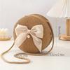 Elegant Round Straw Crossbody Bags with Bow Decoration Bohemian Chic Style Breathable Woven Design Beach Vacation Accessory