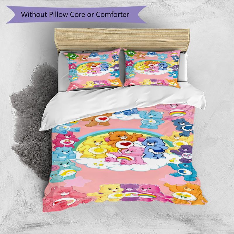 3pcs Duvet Cover Set (1*Duvet Cover + 2*Pillowcase, Without Core), Care Bears Print Bedding Set, Bedroom Decor, All‑Season, Birthday Gift