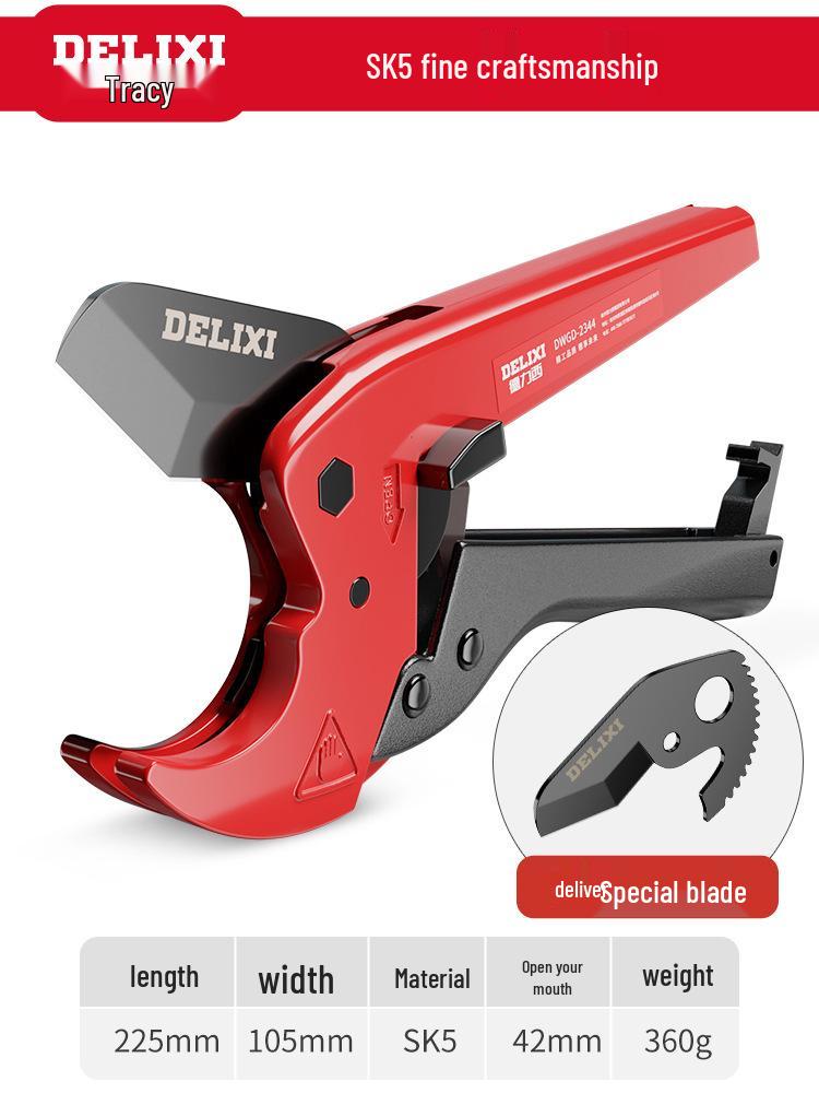 Delixi PPR/PVC Alloy Pipe Cutter: Professional, Labor-Saving, Quick-Cut with Sharp Blade
