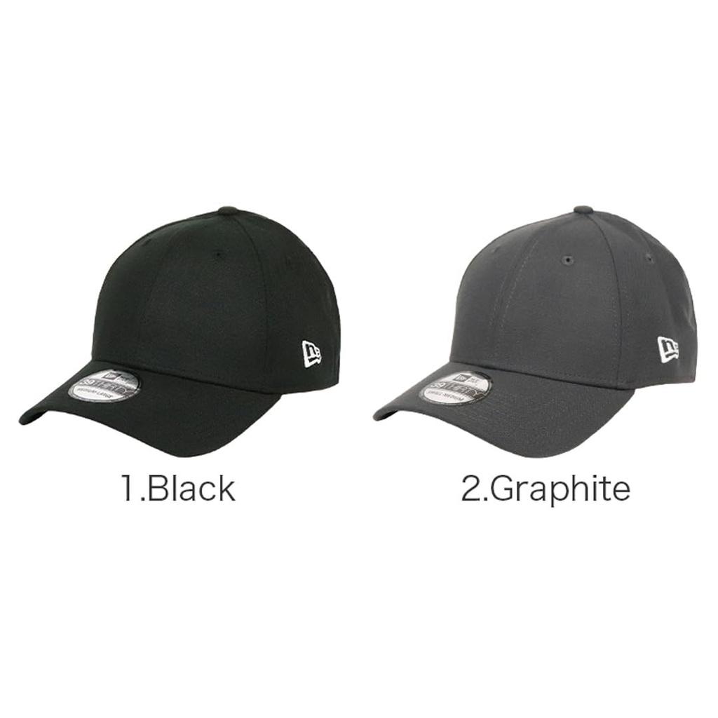 [New Era] Cap for Men and Women, NewEra 39THIRTY, Plain, Hat, Baseball Cap, Stretch, Elastic, Side Logo, Flag Logo, Brand, SM, Black, [Used]