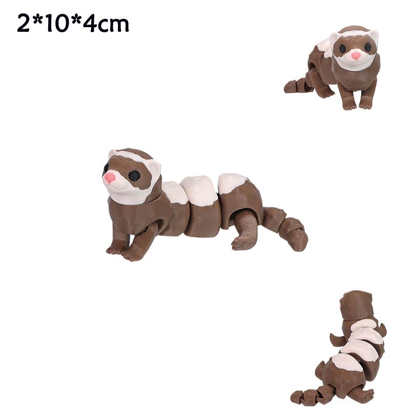 3D Printed Movable Joint Ferret Hermit Crab Flexi Crab Bearded Dragon Animal Figurine Fidget Toy Home Desk Decoration Gift