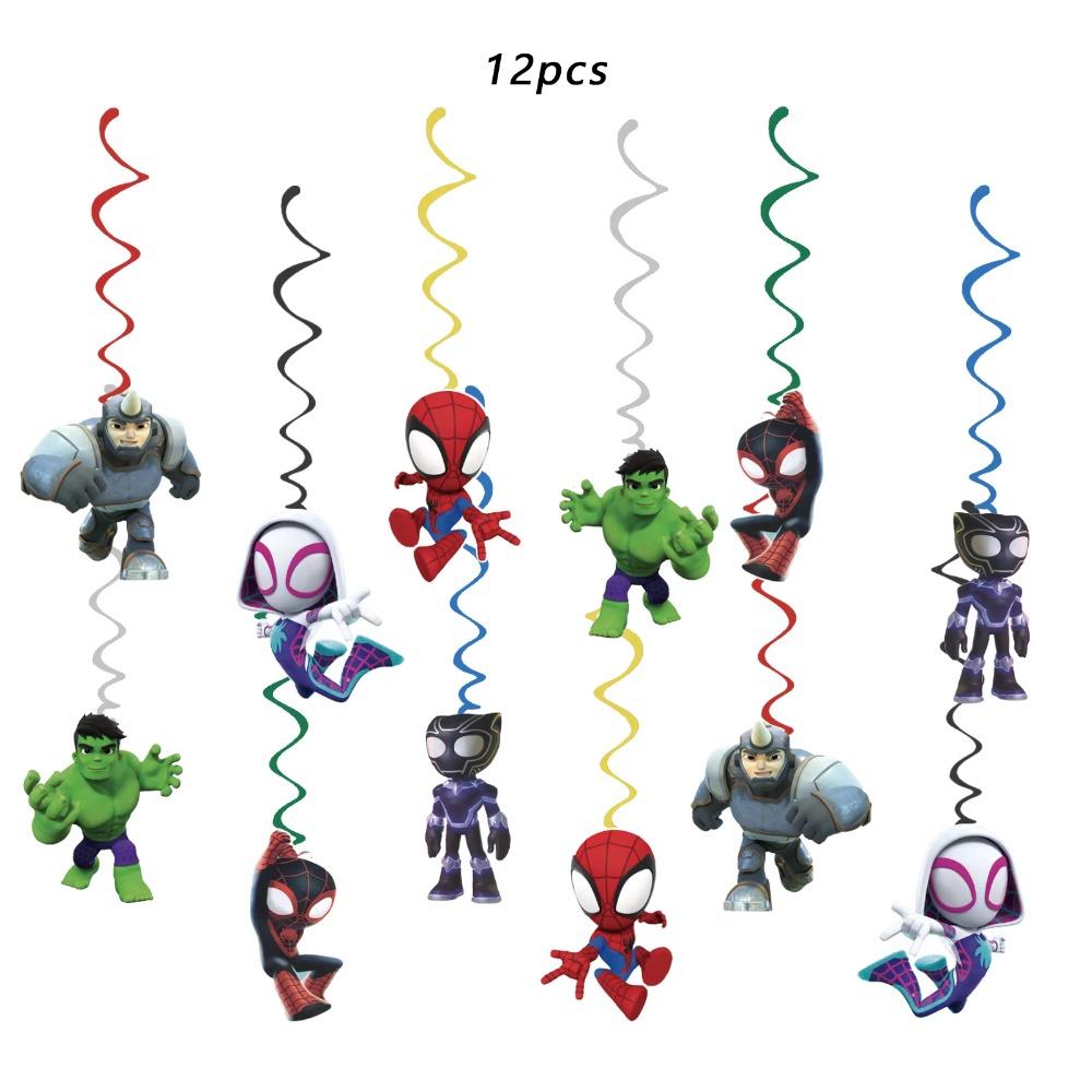 **Spidey And His Amazing Friends Theme Kids Girls Favors Swirls Happy Birthday Events Party Decorations Ceiling Hanging Spirals