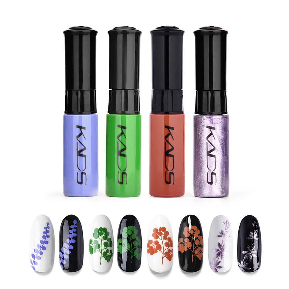 kads 4-teiliges Nagellack-Set, bunter Nagelstempellack zum Stempeln von Nailart-Drucklack
