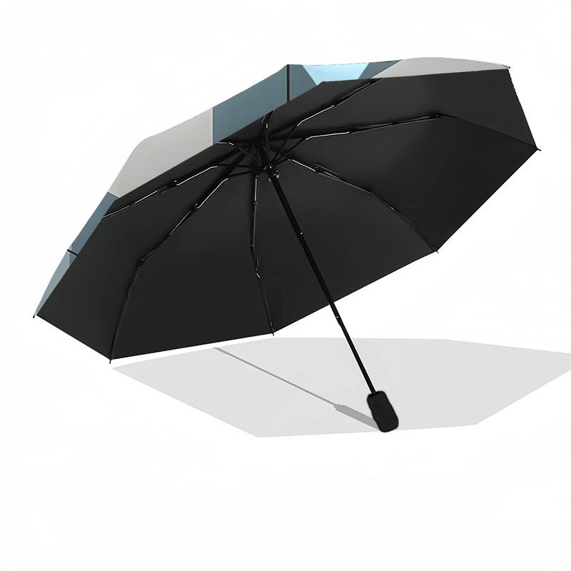 1pc Geometric Pattern Automatic Folding Umbrella, Portable Collapsible Design, 8-Rib Iron Frame, Outdoor Accessory Yy250905085