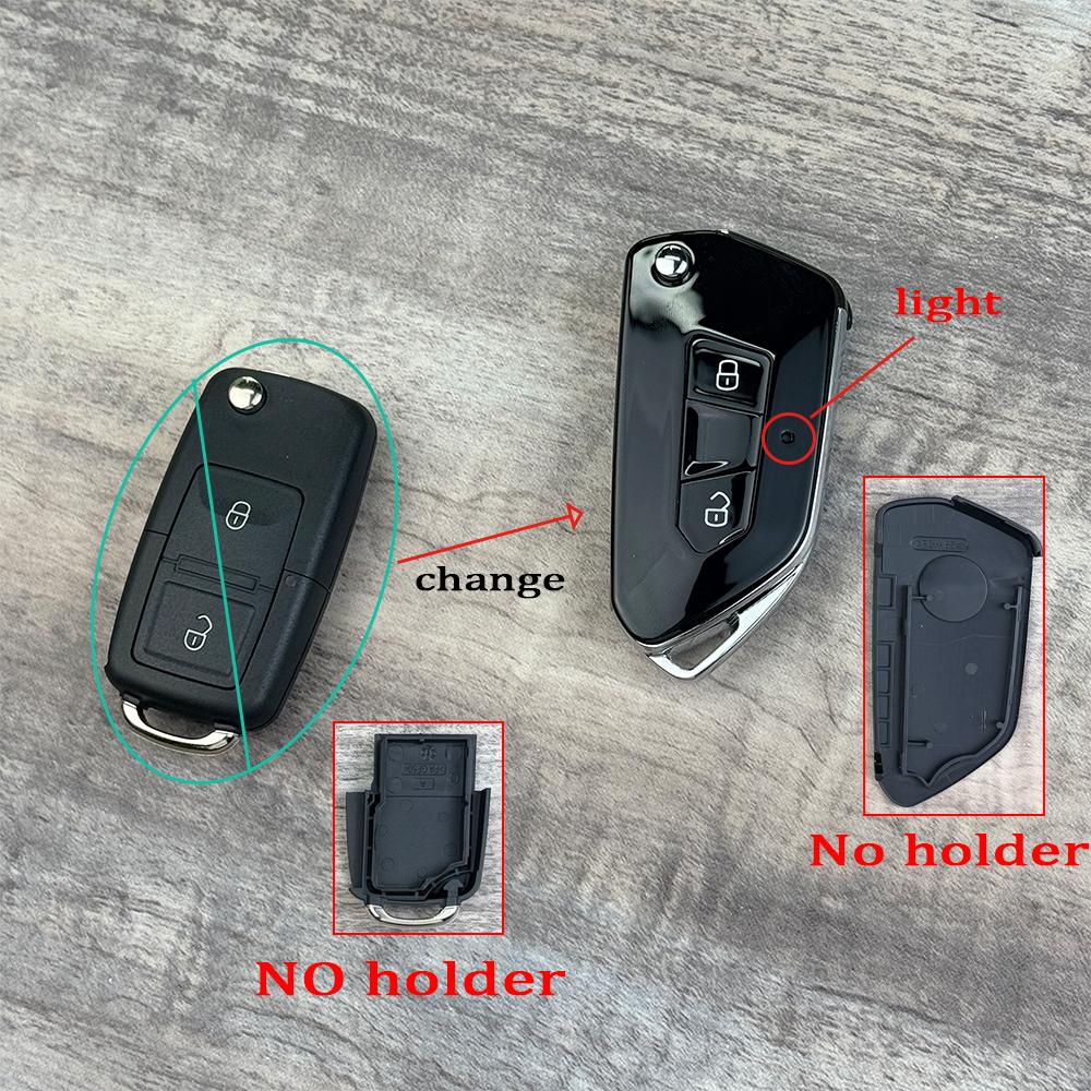 EBL2 Modified Exterior Car Key Shell Case Fob for Volkswagen Jetta Golf Polo Passat Beetle for Skoda Seat B5 Mk6 Caddy Tiguan Octavia