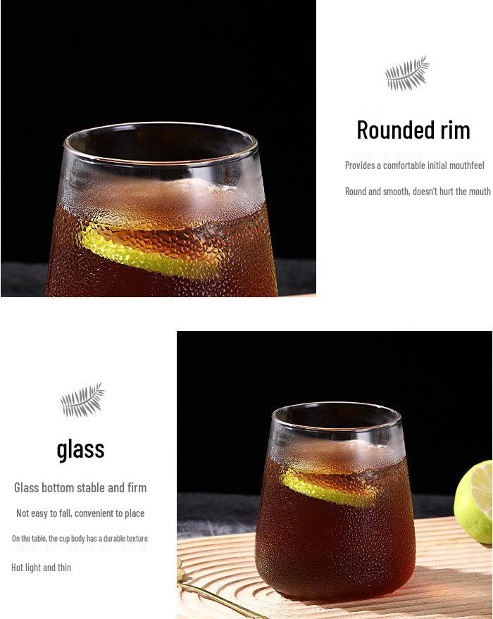 Nordic Style Mount Fuji Whiskey Glass - Transparent, Heat-Resistant, Water Drop Design for Cold Drinks