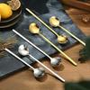 Stainless Steel Long Handle Round Head Spoon for Dining, Soup, Stirring, and Desserts.