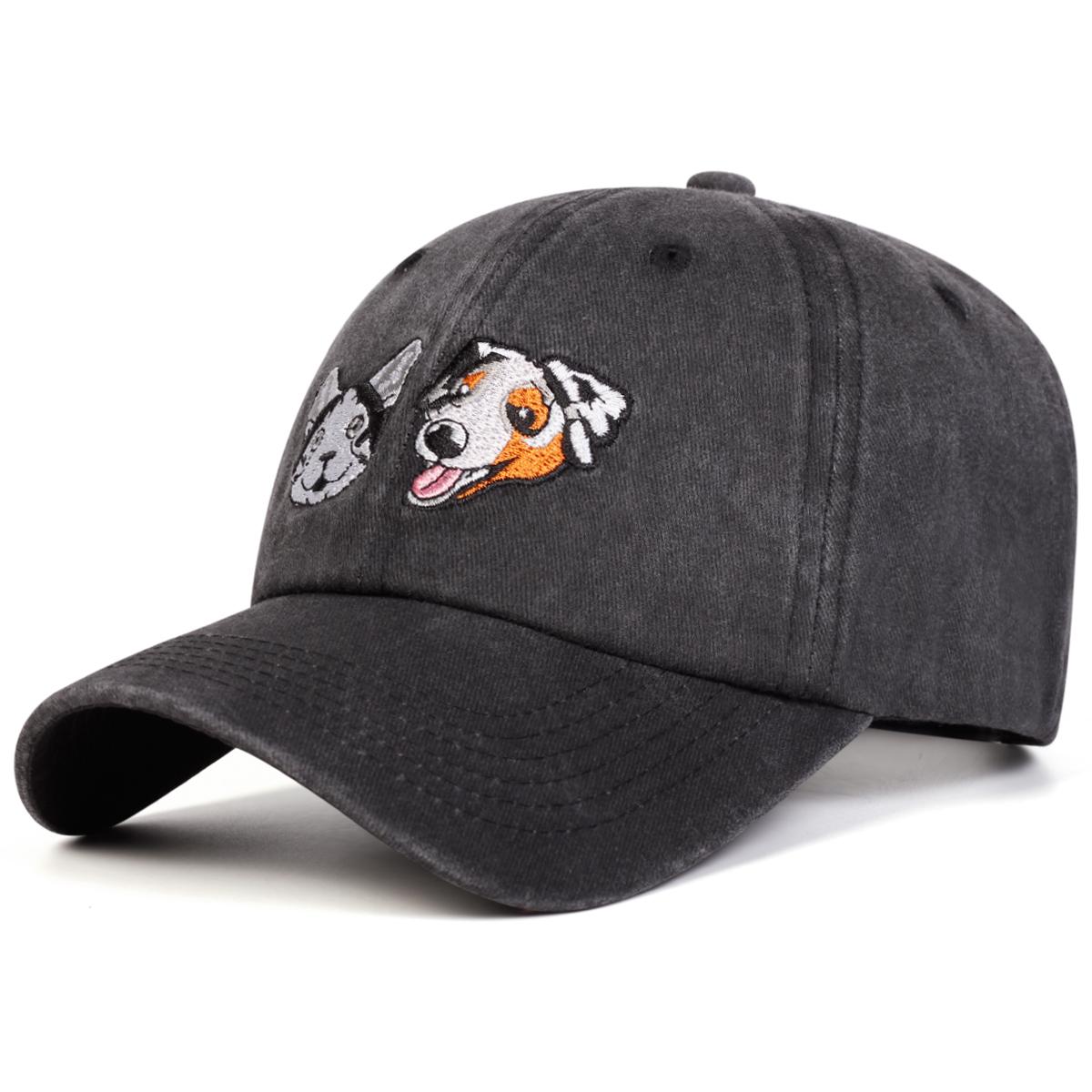 

Unisex Puppy Embroidery Baseball Caps Spring Autumn Outdoor Adjustable Casual Hats Sunscreen Hat Sports Cap темно-сірий колір