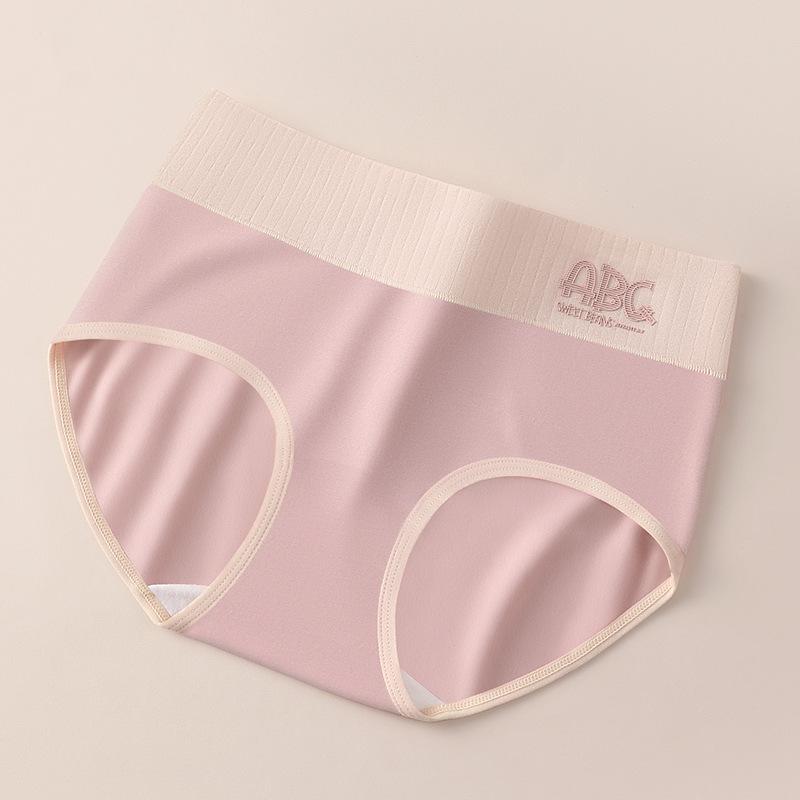 Plus Size Ladies Spring and Autumn Simple Embroidery Cotton High Waisted Briefs