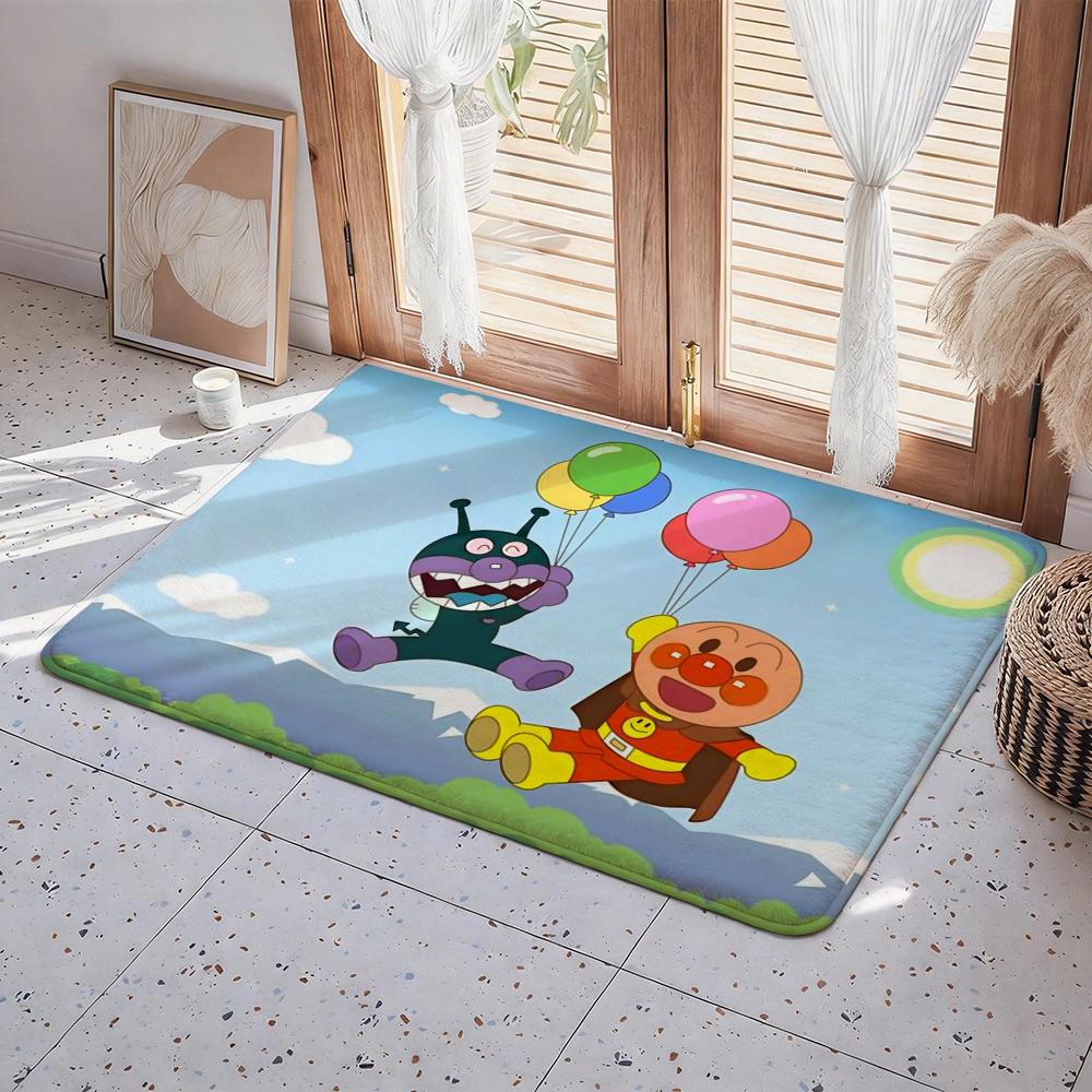 Cartoon A Anpanman Floor Mat Eco Flannel Doormat Non Slip Odorless Indoor Floor Rug Soft Short Plush Home Mat