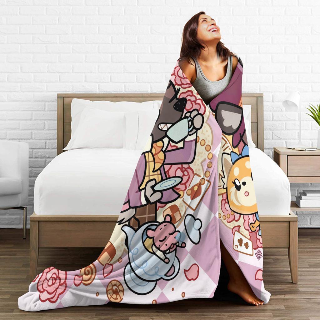 Aggretsuko Flannel Blanket Winter Warm Soft Bedding Throws for Kids Adult Couch Chair Street Trend Bedspread Sofa Bed Cover