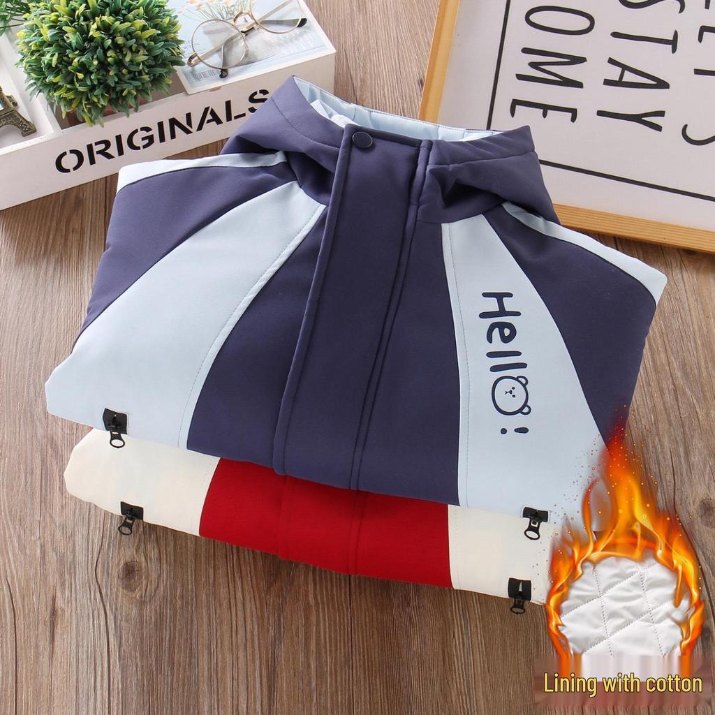 Colorblock Dreiteiliges Jungen-Kapuzen-Skijacken-Set für Kleinkinder und kleine Kinder - Gefüttert und vielseitig für Herbst und Winter