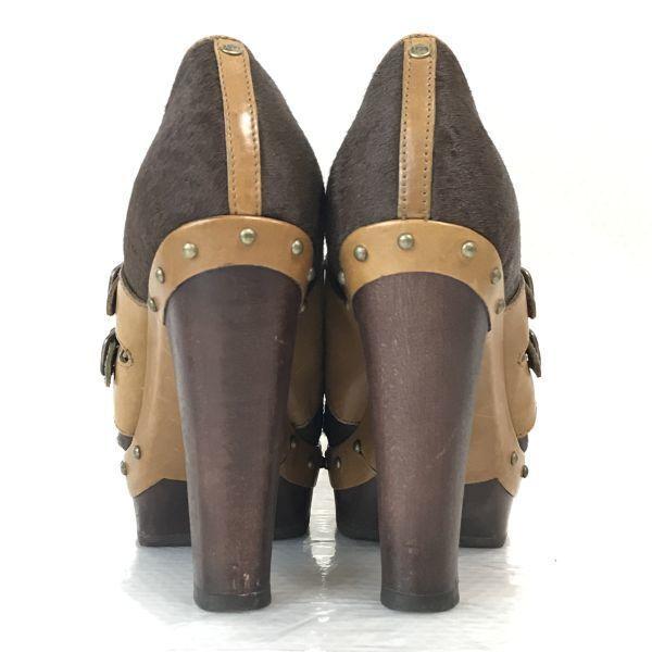 UGG Leder High-Heel Stiefeletten Sandalen 6/23.0 Braun(GEBRAUCHT)