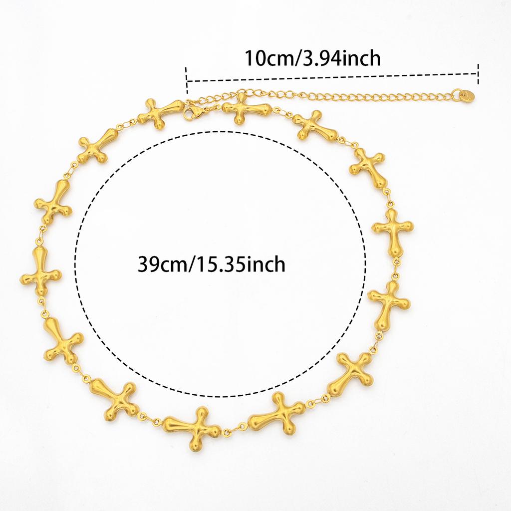 New Gold Color Cross Necklace, Stainless Steel Short Necklace Women, Luxury Jewelry Accessories Chain